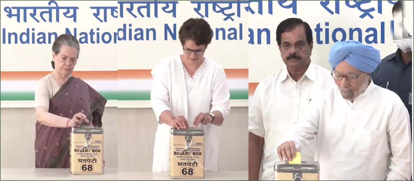 டெல்லி தலைமை அலுவலகத்தில் சோனியா, பிரியங்கா, மன்மோகன்சிங் வாக்குப்பதிவு… வீடியோ
