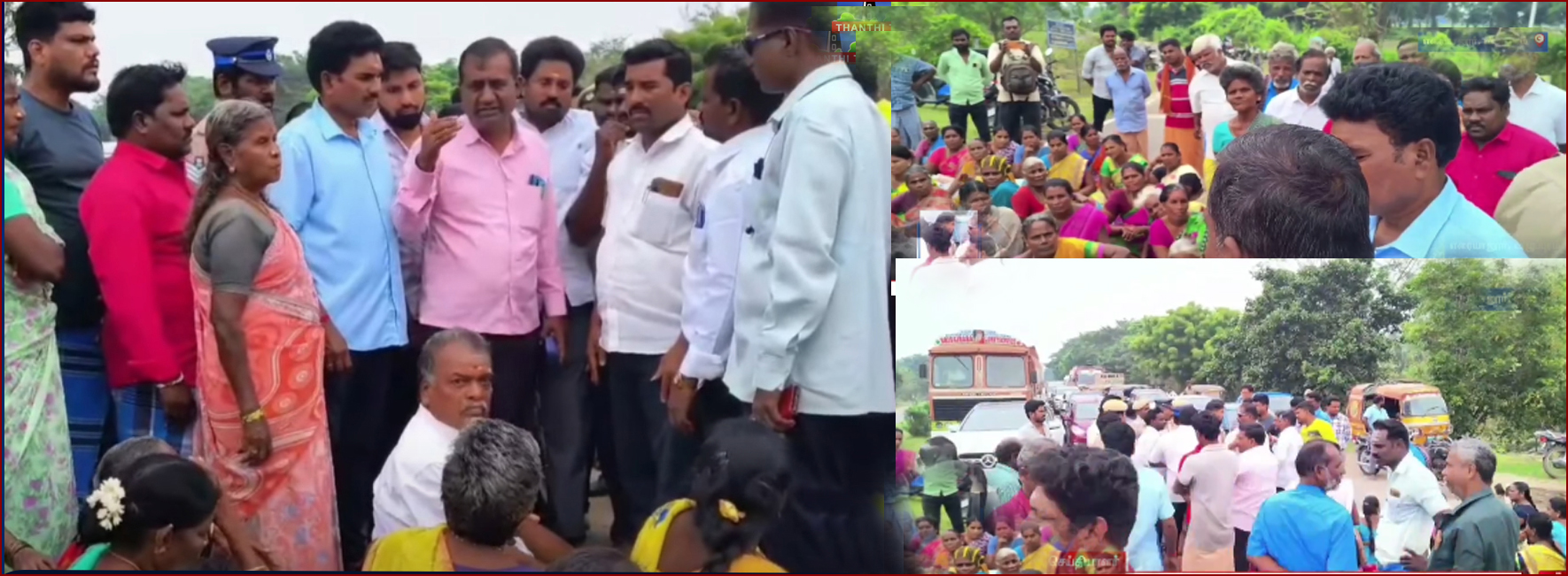 வெள்ள நிவாரண நிதி வழங்கவில்லை என கூறி புதுச்சேரி – திண்டிவனம் தேசிய நெடுஞ்சாலையில் மக்கள் சாலைமறியல்!