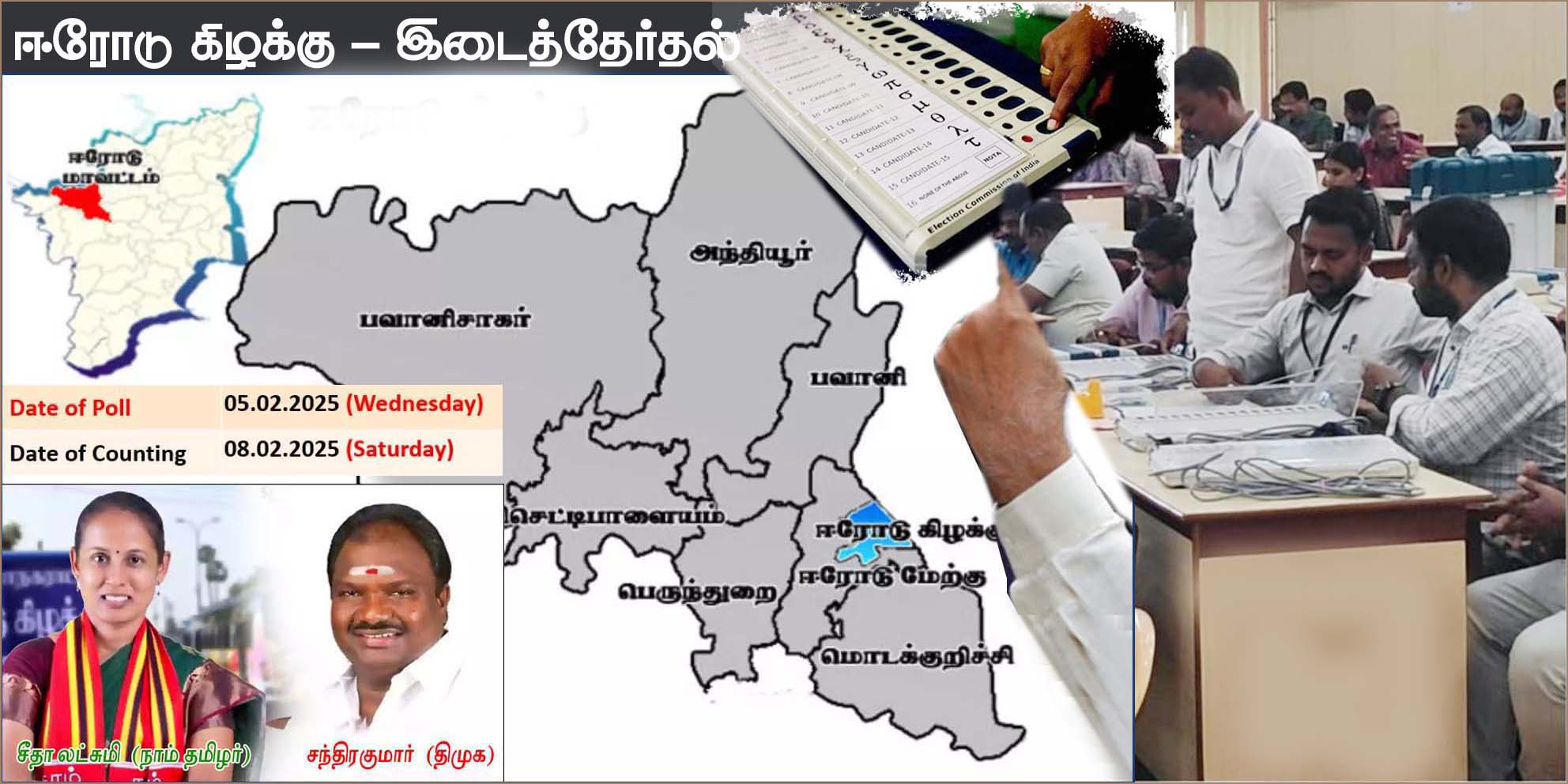 பிப்ரவரி 5ந்தேதி வாக்குப்பதிவு:  ஈரோடு கிழக்கு  தொகுதியில் வாக்குப்பதிவு இயந்திரங்களில் சின்னம் பொருத்தும் பணி தொடக்கம்!