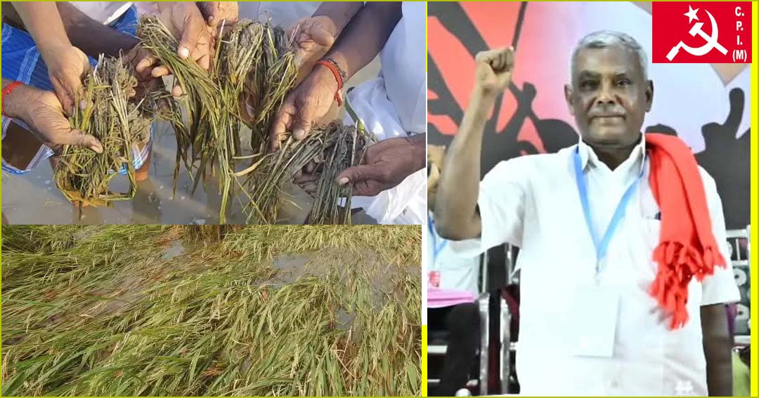 கனமழை மழையால் பாதிக்கப்பட்ட விவசாயிகளுக்கு ஏக்கருக்கு ரூ. 35,000 இழப்பீடு! மார்க்சிஸ்ட் கட்சி
