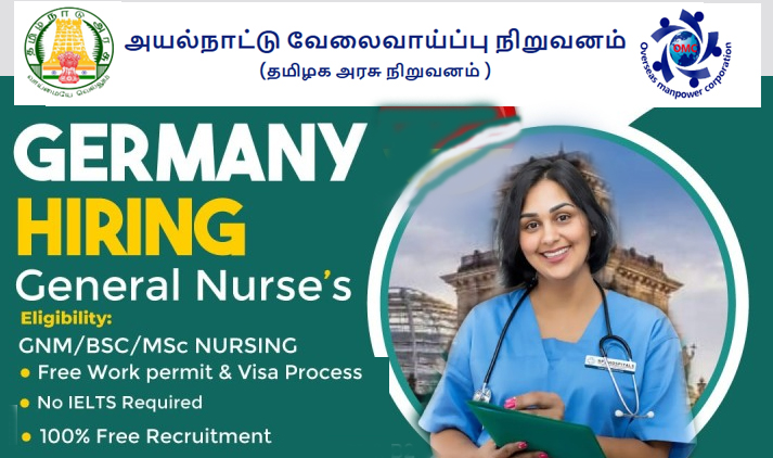 மாதம் ரூ.2 லட்சம் சம்பளத்தில் செவிலியர்களுக்கு ஜெர்மனியில் வேலைவாய்ப்பு! தமிழ்நாடு அரசு அறிவிப்பு…