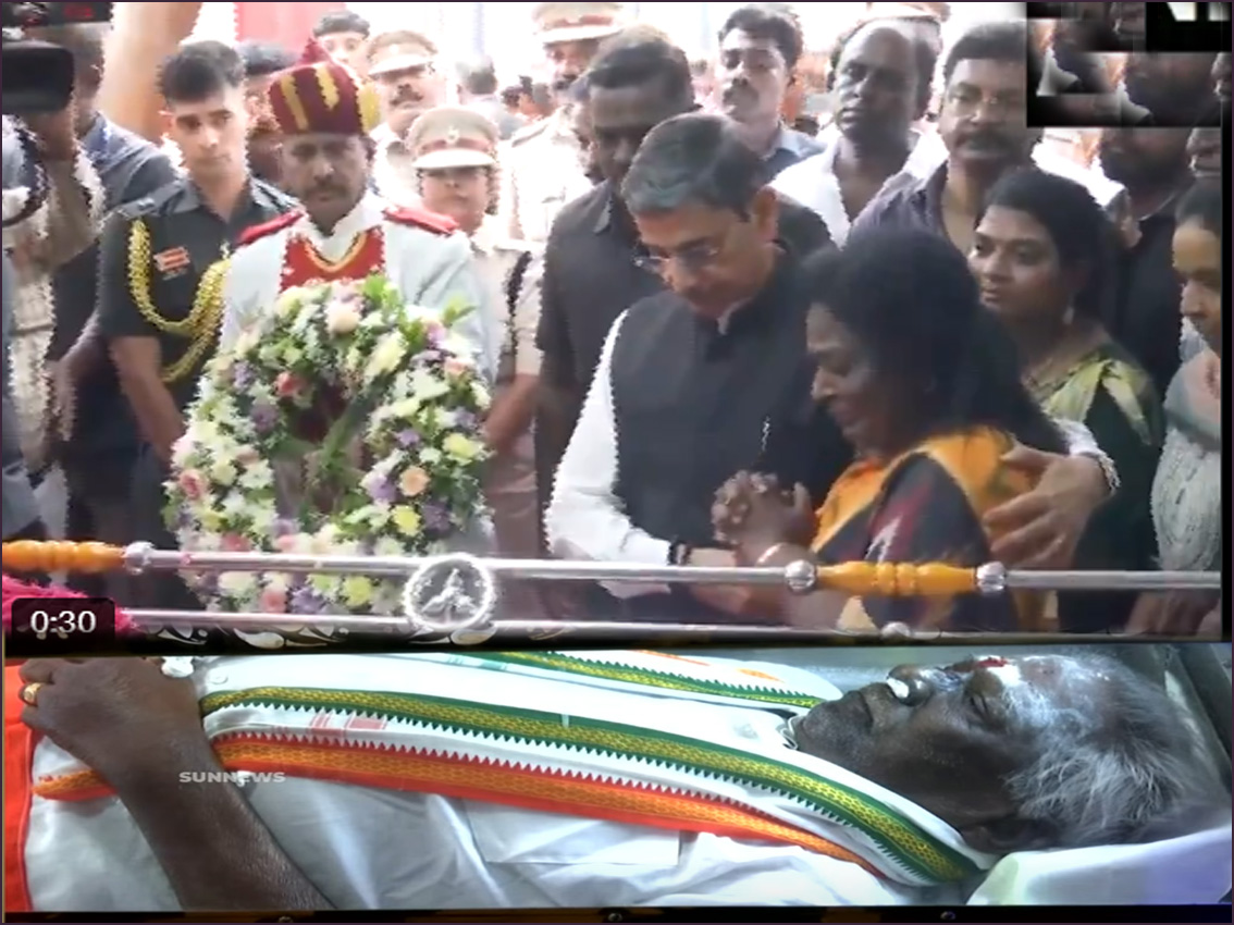 குமரி அனந்தன் உடலுக்கு கவர்னர் ஆர்.என்.ரவி  உள்பட தலைவர்கள் நேரில் அஞ்சலி…