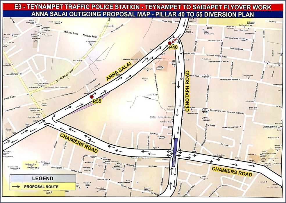 மேம்​பால கட்​டு​மான பணி: தேனாம்பேட்டை பகுதியில் 20ந்தேதி முதல் போக்குவரத்து மாற்றம்!