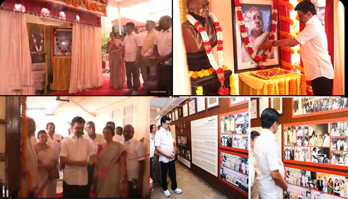 அடையாறு புற்றுநோய் மருத்துவமனையில் மருத்துவர் சாந்தா சிலையை திறந்து வைத்தார் முதலமைச்சர் மு.க.ஸ்டாலின்