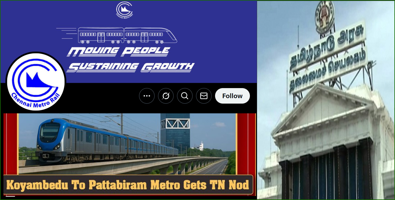 19 ரயில் நிலையங்களுடன் சென்னை கோயம்பேடு – பட்டாபிராம் இடையே மெட்ரோ ரயில் சேவை! தமிழக அரசு ஒப்புதல்