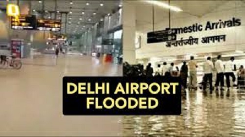 கனமழை, வெள்ளத்தால் டெல்லியில் விமான சேவை கடும் பாதிப்பு