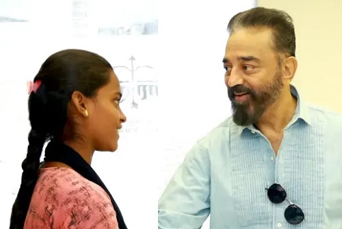 வறுமையால் பணிக்கு சென்ற மாணவிக்கு படிப்பை தொடர கமல் உதவி