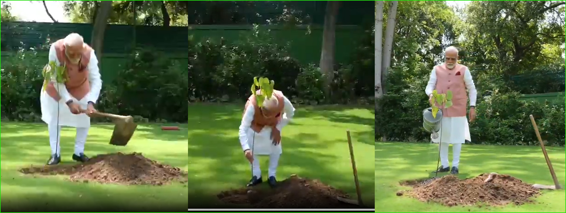 உலக சுற்றுச்சூல் தினத்தை முன்னிட்டு பிரதமர் இல்லத்தில்  சிந்தூர் மரக்கன்றை நட்டார்  மோடி – வீடியோ