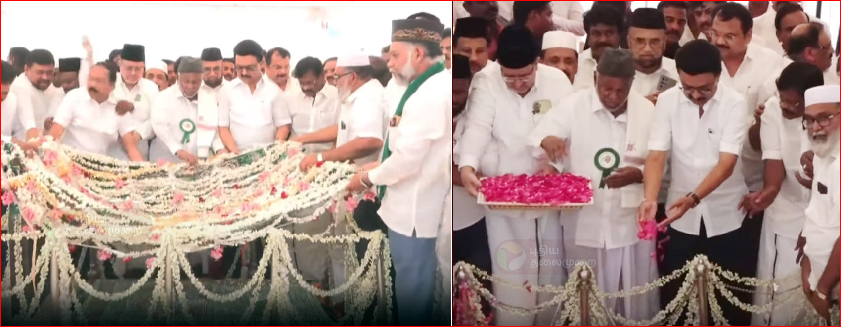 காயிதே மில்லத் பிறந்தநாள்: நினைவிடத்தில் முதல்வர் ஸ்டாலின் மரியாதை….