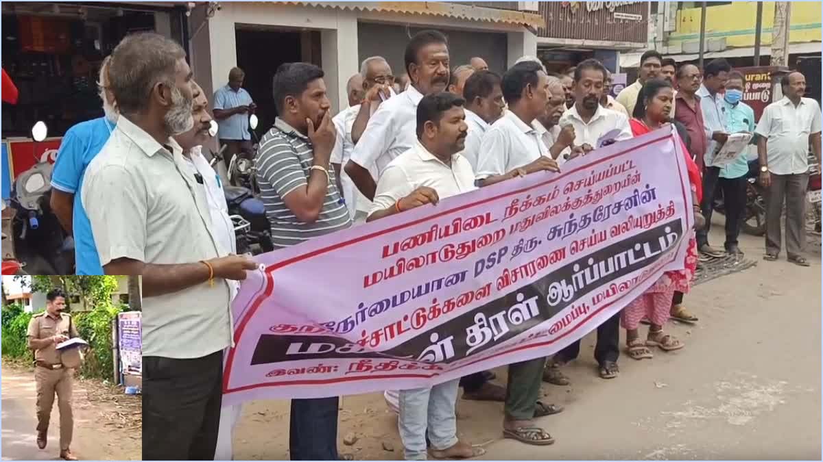 சஸ்பெண்டு செய்யப்பட்ட டிஎஸ்பி சுந்தரேசனுக்கு ஆதரவாக அனைத்துக் கட்சியினர் போராட்டம்! மயிலாடுதுறையில் பரபரப்பு…