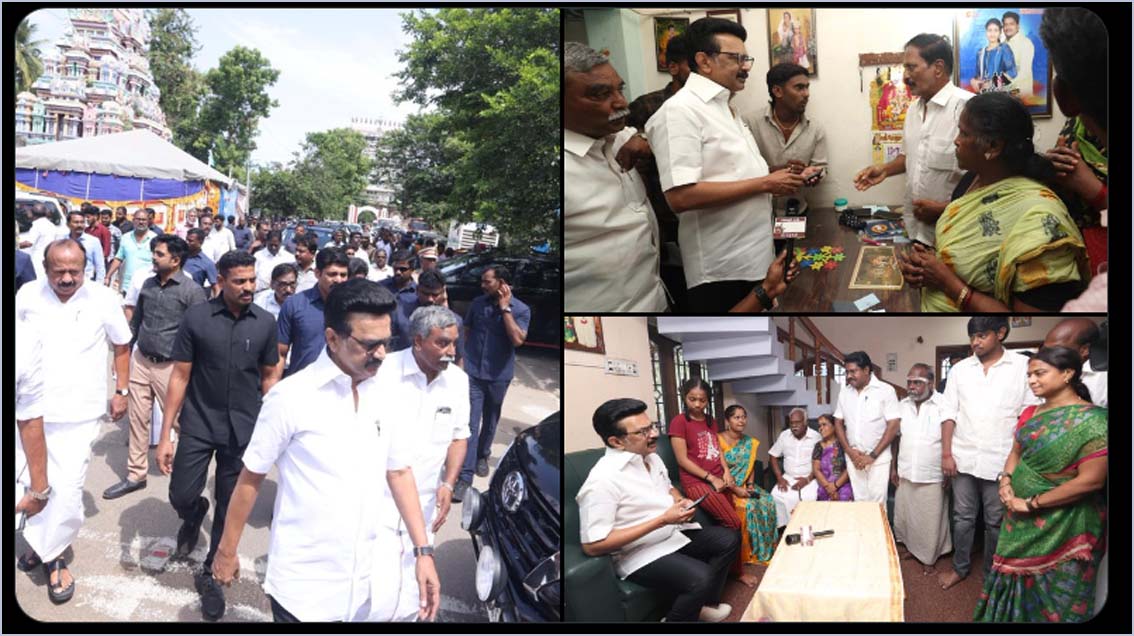திருவாரூரில் , முதலமைச்சர் மு.க.ஸ்டாலின் வீடு வீடாக ஓரணியில் தமிழ்நாடு பிரசாரம்