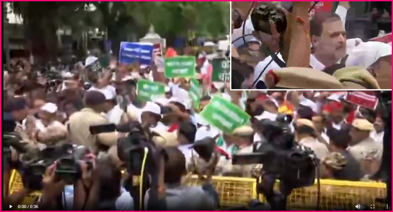ராகுல் தலைமையிலான இண்டியா கூட்டணி எம்.பி.க்களின் பேரணியை தடுத்து நிறுத்தியது டெல்லி காவல்துறை – பரபரப்பு… வீடியோ