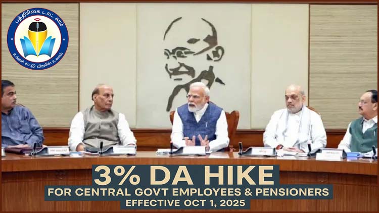 மத்திய அரசு ஊழியர்களுக்கு 3 சதவீதம் அகவிலைப்படி உயர்வு!  மத்திய அமைச்சரவை ஒப்புதல்!