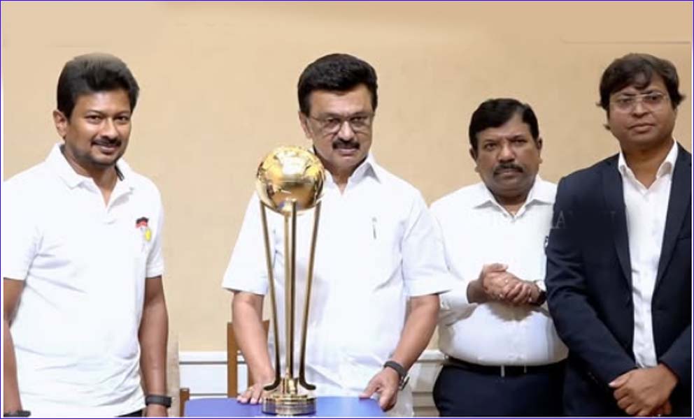 இளையோர் உலகக் கோப்பை ஹாக்கி போட்டிக்கான ‘வெற்றி கோப்பையை’ அறிமுகப்படுத்தினார்  முதலமைச்சர் மு.க.ஸ்டாலின்