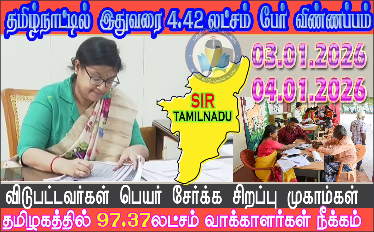 வாக்காளர் பட்டியலில் பெயர் சேர்க்க இதுவரை  4.42 லட்சம் பேர் விண்ணப்பம்!