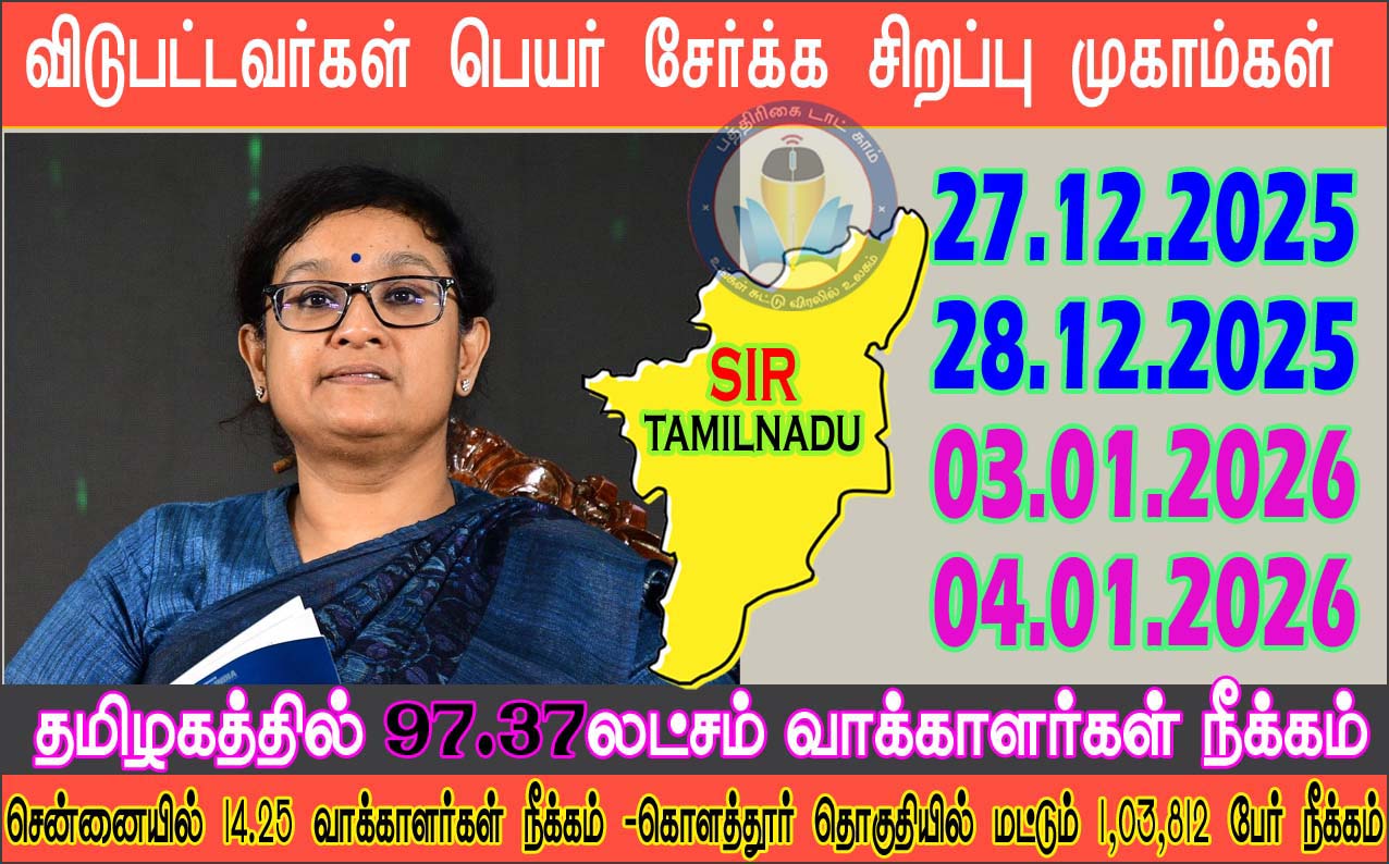 வரைவு வாக்காளர் பட்டியலில் இடம்பெறாதவர்கள் பெயர் சேர்க்க சிறப்பு முகாம்கள்! அர்ச்சனா பட்நாயக்