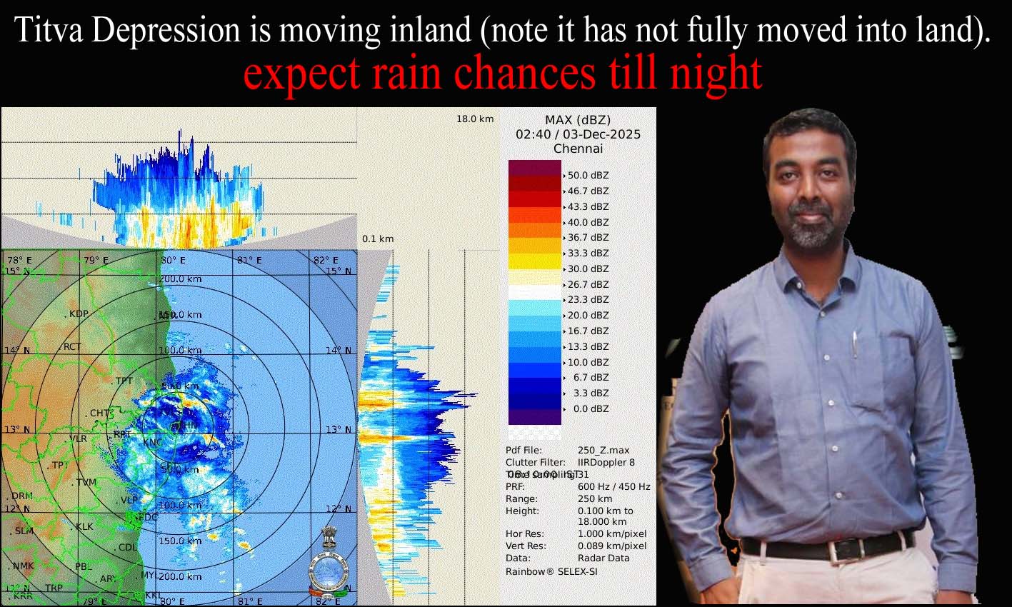சென்னை அருகே மாநிலத்திற்குள் ஊடுருவிய ‘வலுவிழந்த’ டிட்வா: இன்று இரவு வரை  பல மாவட்டங்களில் மழை பெய்யும்!