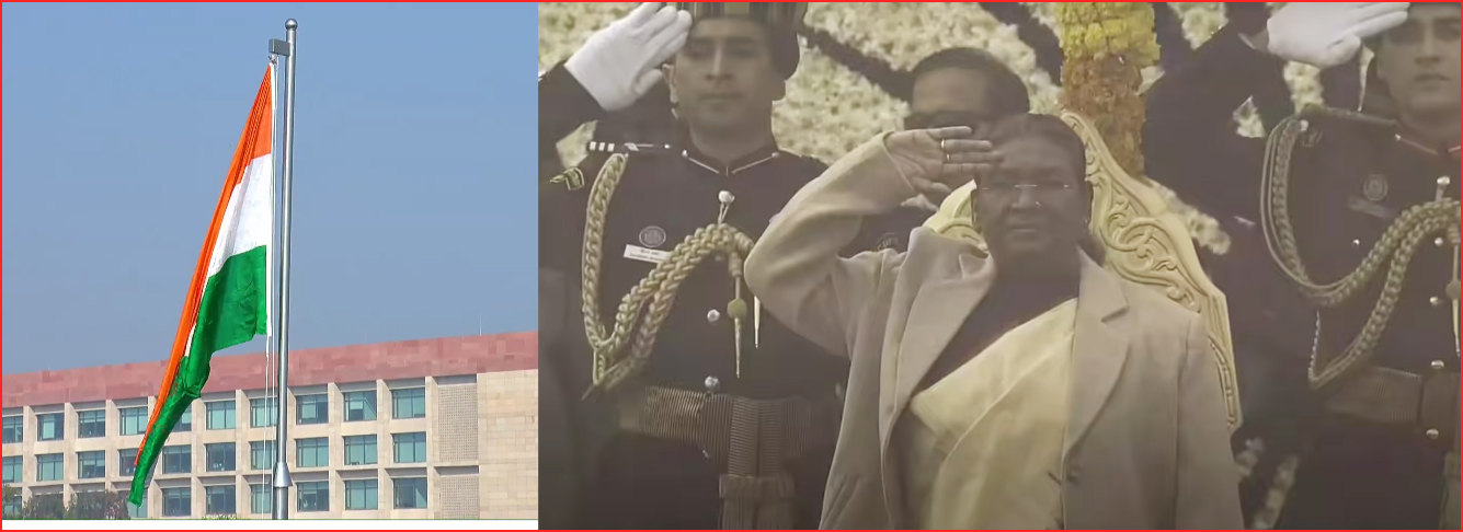 77வது குடியரசு தின விழா:  கர்தவ்யா பாதையில் தேசிய கொடி ஏற்றினார் குடியரசு தலைவர் முர்மு…