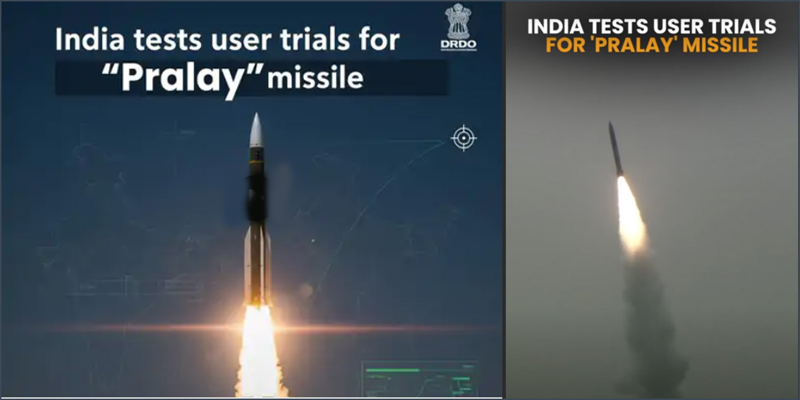 1000 கிலோ வெடிமருந்துகளுடன் சென்று தாக்கும் உள்நாட்டில் தயாரிக்கப்பட்ட ‘பிரளே’ ஏவுகணை சோதனை வெற்றி!