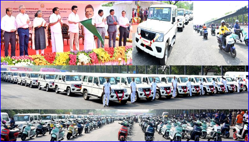 வருவாய், பேரிடர் மேலாண்மைத் துறையில்  155 புதிய வாகனங்களை தொடங்கி வைத்தார் முதலமைச்சர் மு.க.ஸ்டாலின்..!!