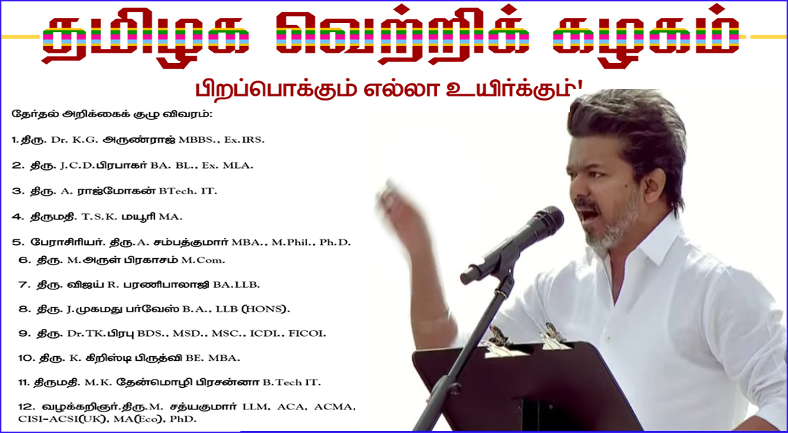 2026 சட்டமன்ற தேர்தல்: தேர்தல் அறிக்கை தயாரிக்க 12 பேர் கொண்ட குழு அமைத்தார் தவெக தலைவர் விஜய்…