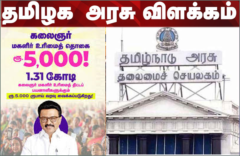 மகளிர் உரிமைத்தொகைக்கான பணம் ஆதி திராவிடர் நல நிதியில் இருந்து மாற்றப்படவில்லை! தமிழக அரசு விளக்கம்