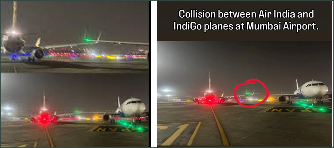 இரு விமானங்களில் இறக்கைகள் உரசல்! மும்பை விமான நிலையத்தில் பரபரப்பு…