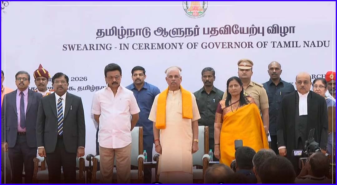 தமிழக பொறுப்பு ஆளுநராக  பதவியேற்றார்   அர்லேகர் – முதலமைச்சர் ஸ்டாலின் பங்கேற்பு