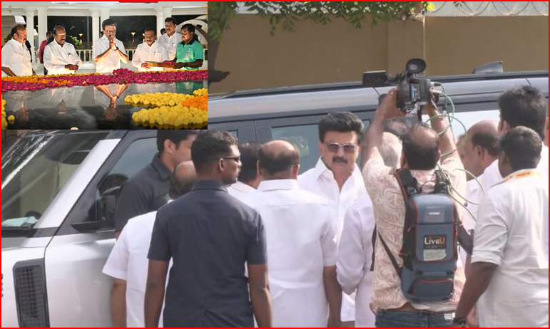 கருணாநிதி நினைவிடத்தில் அஞ்சலி: முதற்கட்ட தேர்தல் பிரச்சாரத்திற்காக திருவாரூர் புறப்பட்டார்  முதலமைச்சர் ஸ்டாலின்