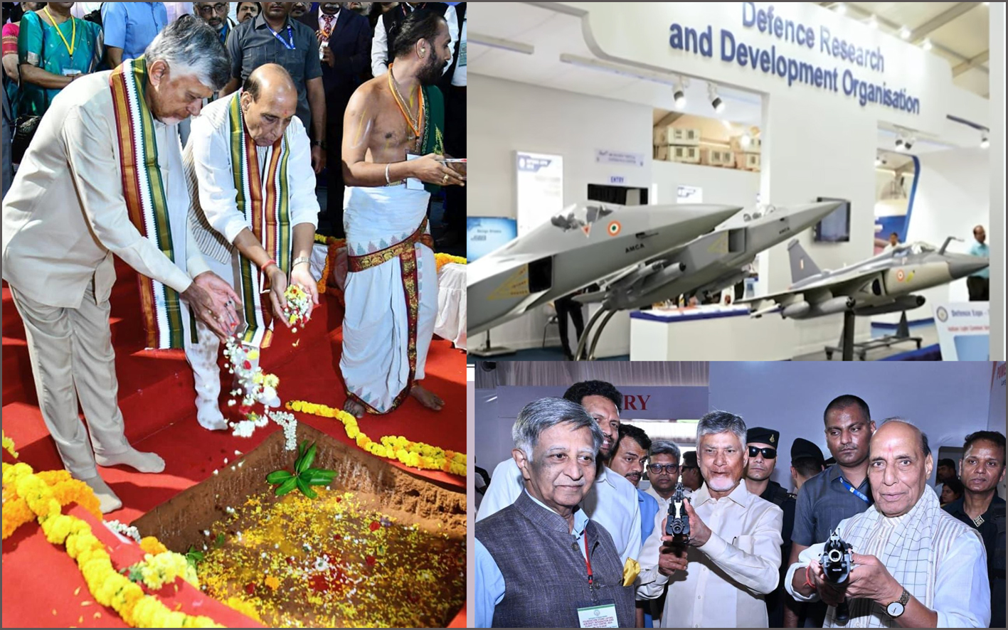 ஆந்திராவில் இலகுரக போா் விமானம் தயாரிக்கும் ஆலைக்கு அடிக்கல் நாட்டினார் மத்தியஅமைச்சா் ராஜ்நாத் சிங்…